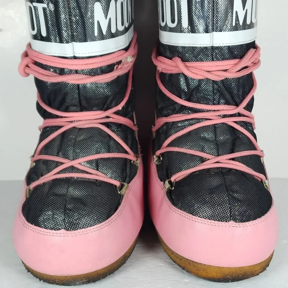 Moon Boot Women's Icon EU 35/38 US 5/7,5 Pink black metalic Tall Ski Snow Boots
